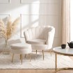 Mebel Elite Кресло Grand с подставкой для ног, кремового цвета, из велюра, ME.GRAND/KR/V/FW - Home Club, изображение 2