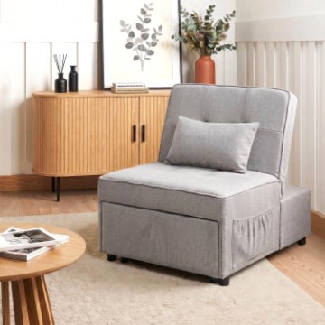 Mebel Elite Розкладне крісло Iberis 80 см для сну, сіре, ME.IBERIS/P/T/FW80 - Home Club