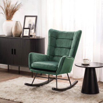 Mebel Elite Кресло-качалка Jackson, зеленое, велюровое, ME.JACKSON/Z/V/FW - Home Club
