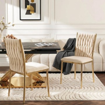 Mebel Elite Стул Dan кремового цвета, плетеный, велюровый, ME.DAN/KR/ZL/V/K - Home Club