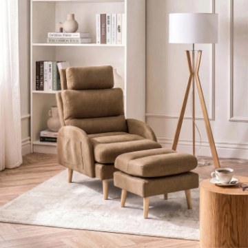 Mebel Elite Кресло для отдыха Henry с подставкой для ног, коричневое, ME.HENRY/BR/T/FW - Home Club