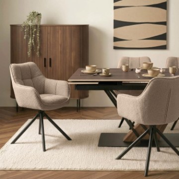 Mebel Elite Вращающееся кресло Peony бежевого цвета с букле-тканью, ME.PEONY/BZ/T/K - Home Club