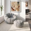 Mebel Elite Обертове крісло для відпочинку Pettit із пуфом, сіре, з тканини букле, ME.PETTIT/P/TB/FW - Home Club, зображення 2