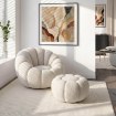 Mebel Elite Обертове крісло для відпочинку Pettit з пуфом, кремове, з тканини букле, ME.PETTIT/KR/TB/FW - Home Club, зображення 2