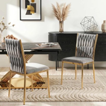 Mebel Elite Стул Dan, серый, плетеный, велюровый, ME.DAN/P/ZL/V/K - Home Club