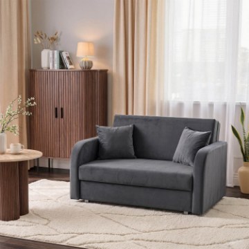 Mebel Elite Двухместное кресло-кровать Vero 2, серого цвета, PPHUE.BASIA2/PAROS6/FW - Home Club