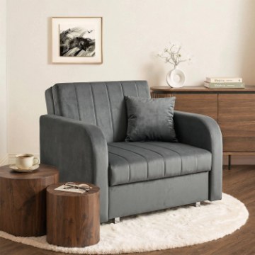 Mebel Elite Комплект із 2 одномісних крісел для сну Vero, сірий, PPHUE.BASIA1/PAROS6/Z2/FW - Home Club