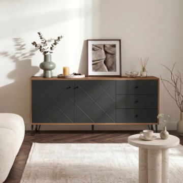 Mebel Elite Комод Bacardi 183 см, дуб Craft Tobacco/графит, W.BILBAO/BL6/DC/GRAF/KOM2D3S - Home Club