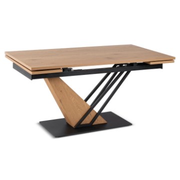 Mebel Elite Стол Rex, раскладной, 160–220 см, Мдф, дуб/чёрный, ME.REX/D/S160-220 - Home Club