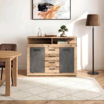 Mebel Elite Комод Blago Midi B 119,5 см, «Сирий дуб»/«Графіт», W.LUNA/MIDIB/OSL/MA/KOM2D4S - Home Club
