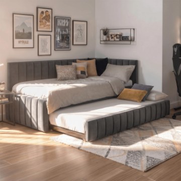 Mebel Elite Кровать 120x200 Villemo, серая, велюровая, ME.VILLEMO/120/90/CP/V/LOZWYS - Home Club