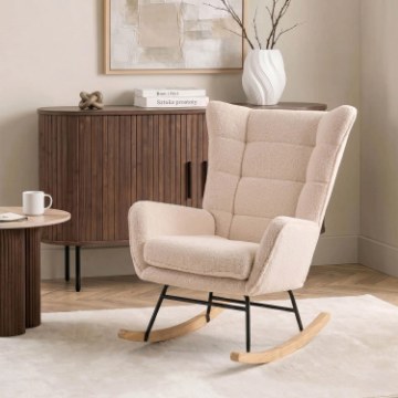 Mebel Elite Кресло-качалка Jackson, бежевый букле/дуб, ME.JACKSON/BZ/TB/FW - Home Club
