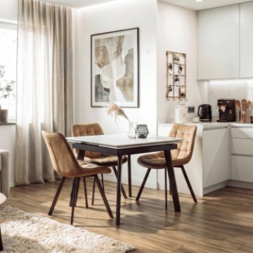 Mebel Elite Стол Lares, керамический, раскладной, 90–150 см, белый мрамор/чёрный, ME.LARES/B/CZ/CER/S90-150 - Home Club
