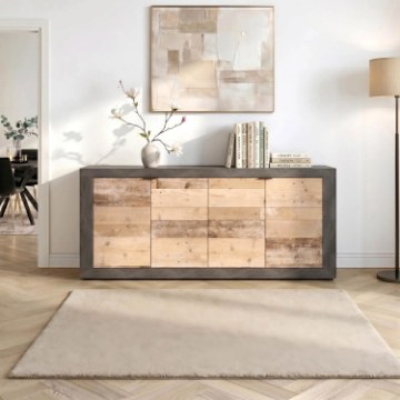 Mebel Elite Комод Blago 180 см, натуральный дуб/чёрный, W.LUNEA/MA/OSL/KOM4D - Home Club