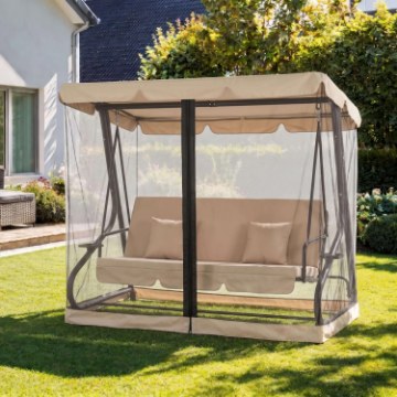 Mebel Elite Садовая качель Narciso, бежево-черная, ME.NARCISO/BZ/T/OGR/HUS - Home Club