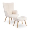 Mebel Elite Кресло для отдыха Lozano с подставкой для ног, кремового цвета, из ткани «букле», ME.LOZANO/KR/DK/TB/FW - Home Club