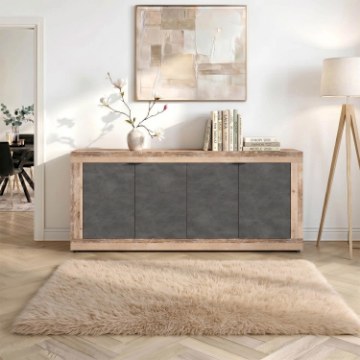 Mebel Elite Комод Blago 180 см, черный/необработанный дуб, W.LUNEA/OSL/MA/KOM4D - Home Club
