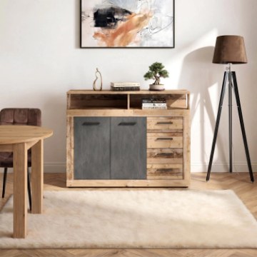 Mebel Elite Комод Blago Midi A 119,6 см, натуральный дуб/чёрный, W.LUNA/MIDIA/OSL/MA/KOM2D4S - Home Club