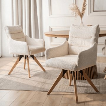 Mebel Elite Вращающееся кресло Willa кремового цвета из ткани «букле», ME.WILLA/KR/D/T/K - Home Club