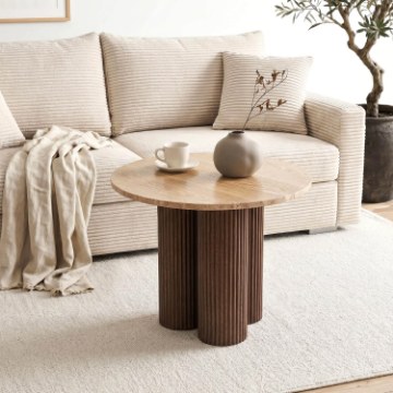 Mebel Elite Столик Almeria 50 см, травертин/орех, ME.ALMERIA/TRAW/O/L - Home Club