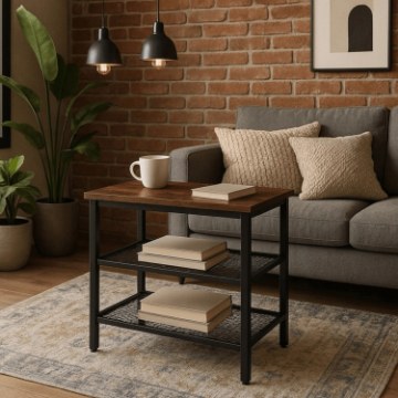 Mebel Elite Кофейный столик Carter 60 см, дуб в стиле рустик/чёрный, ME.CARTER/DRU/CZ/REG - Home Club