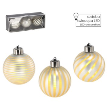 Chomik Kpl. 3 Скляні Бомби - Срібні 8 См Led, BOZ4389 - Home Club