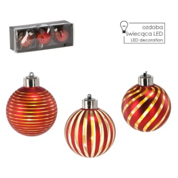 Chomik Kpl. 3 Скляні Бомби - Червені 8 См Led, BOZ4358 - Home Club
