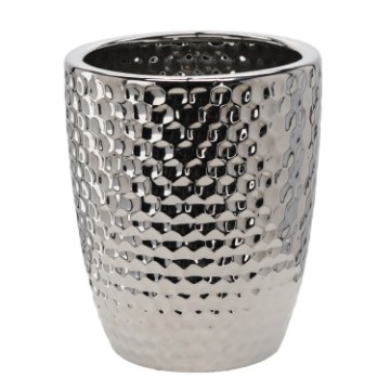 Garden Line Керамический Чехол Для Горшка 31,5 x 31,5 x 38,5 См, Серебряный, С Узором «Соты», ELI0251 - Home Club
