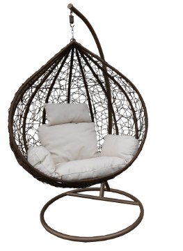 Garden Line Підвісне крісло Xl, коричневе, подушка — бежева, рама — коричнева, FAT5100 - Home Club