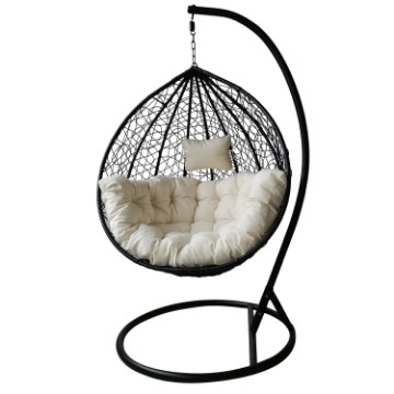 Garden Line Подвесное кресло L, чёрное, подушка — белая, каркас — чёрный, FAT2678 - Home Club