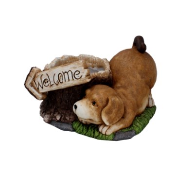 Chomik Садовая Фигурка — Собачка У Горшка С Надписью «Welcome» 34,5 × 28 × 20,5 См, GOT5938 - Home Club