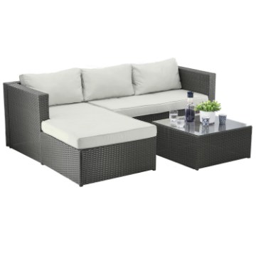 Garden Line Комплект садовой мебели «Угловой» (серый + бежевые подушки), ABI6702 - Home Club