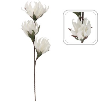 Garden Line Декоративный цветок — магнолия, 3 цветка, 96 см, белая, TER3174 - Home Club