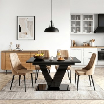 Mebel Elite Стол Clark, раскладной, 120–160 см, черный глянцевый, PM.DUBAJ/CZ/PL/S - Home Club
