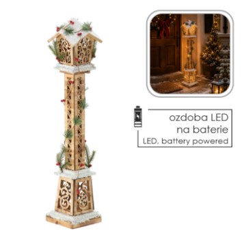 Chomik Святкова Дерев'яна Ліхтаря Бронзова Led 16 x 16 x 85 См, DEL5249 - Home Club