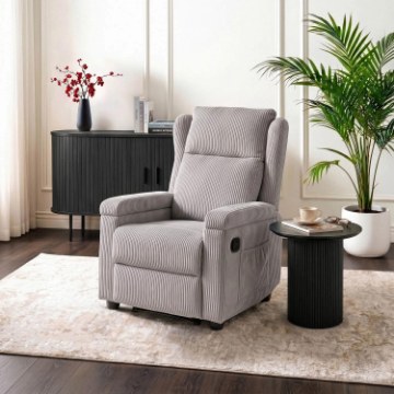 Mebel Elite Раскладной массажный кресло Sebastian, серого цвета, из вельвета, ME.SEBASTIAN/P/SZTR/FW - Home Club