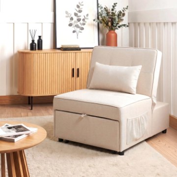 Mebel Elite Раскладной кресло Iberis 80 см для сна, бежевого цвета, ME.IBERIS/BZ/T/FW80 - Home Club