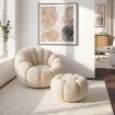 Mebel Elite Обертове крісло для відпочинку Pettit з пуфом, бежеве, з тканини «букле», ME.PETTIT/BZ/TB/FW - Home Club, зображення 2