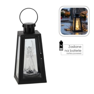 Chomik Черный Фонарик 10 x 10 x 20 См С Led-Вставкой — «Ангел» Тепло-Белый, LED9107 - Home Club