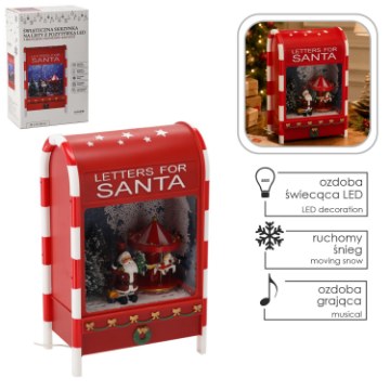 Chomik Святкова Поштова Скринька 25 x 15 x 40 См З Механізмом Led - Червона - З Каруселью, SOL3511 - Home Club