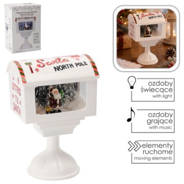 Chomik Святкова Поштова Скринька 27 x 20 x 41 См З Механізмом Led - Біла - З Дідом Морозом, SOL3542 - Home Club
