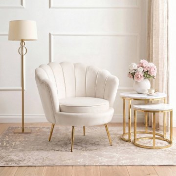Mebel Elite Кресло Angel кремового цвета из велюра, ME.ANGEL/KR/V/FW - Home Club