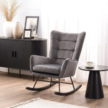 Mebel Elite Крісло-гойдалка Jackson, сіре велюрове, ME.JACKSON/P/V/FW - Home Club