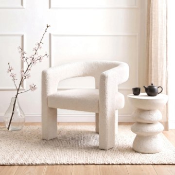 Mebel Elite Кресло для отдыха Lille кремового цвета из ткани букле, ME.LILLE/KR/TB/FW - Home Club