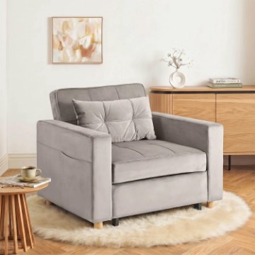 Mebel Elite Розкладне крісло Solor, сіре велюрове, ME.SOLOR2/P/V/FW - Home Club