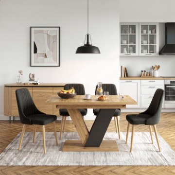 Mebel Elite Стол Clark, раскладной, 120–160 см, дуб Artisan/чёрный, PM.DUBAJ/A/CZ/S - Home Club