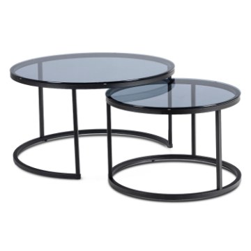 Mebel Elite Набор журнальных столиков Carrera Max, серый/чёрный, ME.CARRERAMAX/P/CZ/SZKL/L - Home Club