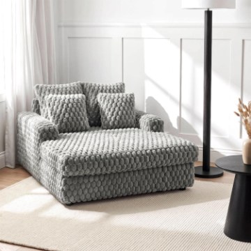 Mebel Elite Кресло для отдыха Kobel, серое плюшевое, ME.KOBEL/P/VP/FW - Home Club