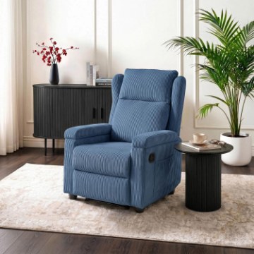 Mebel Elite Раскладной массажный кресло Sebastian, темно-синий, из вельвета, ME.SEBASTIAN/GR/SZTR/FW - Home Club