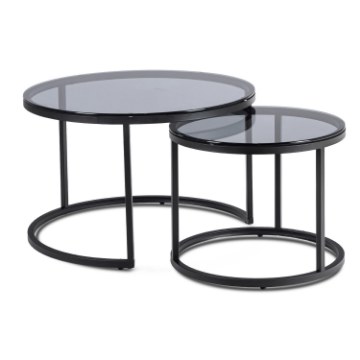 Mebel Elite Набор журнальных столиков Carrera, серый/чёрный, ME.CARRERA/P/CZ/SZKL/L - Home Club